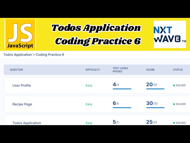 Todos Application | Coding Practice 6 Answers | JavaScript | NxtWave | CCBP 4.0