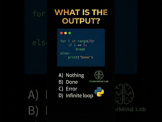 for–else Confusion 🤯🐍 | Python Loop Trick #shorts #codermind #python #coding #quiz #trending