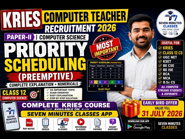 KRIES Computer Teacher 2026 | Class 12 | Priority Scheduling with Preemption |  OS | UGC NET | KSET