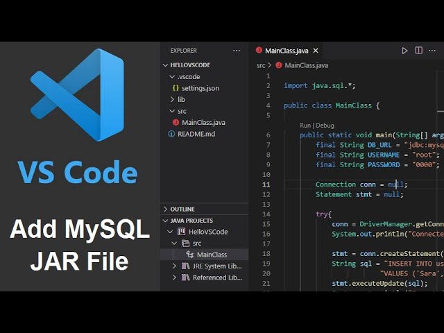 VSCode: Add MySQL JAR file to Java Project using Visual Studio Code