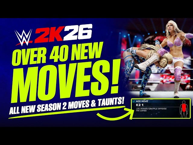 WWE 2K26 All New DLC Moves: Over 40 New Moves & Animations! (Ringside Pass Season 2)