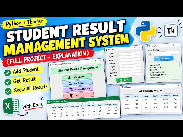 Student Result Management System in Python | Tkinter GUI + Excel Database