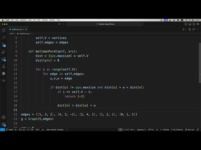 Implementing Bellman Ford Algorithm in Python