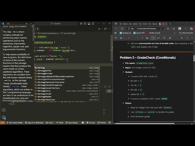Problem 3 – GradeCheck Conditionals If Else + Switch