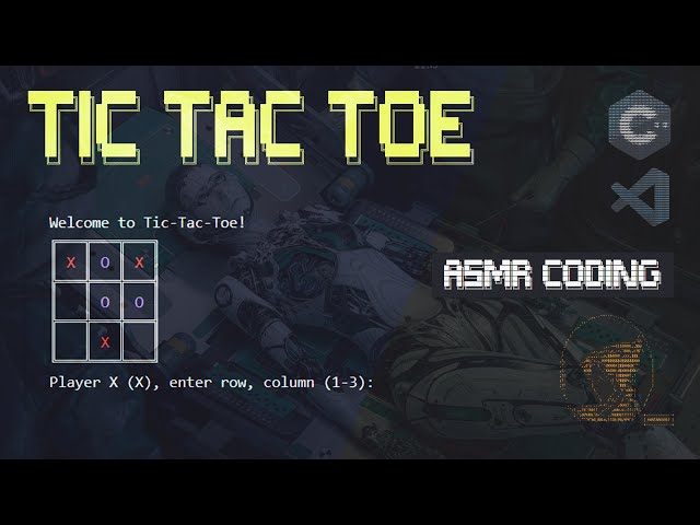 ☕ ASMR Coding With Me - ASCII Tic Tac Toe in C++ | 🧑‍💻 Coffee Shop Ambience (NO MUSIC)