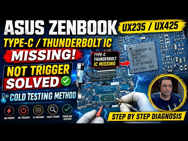 ASUS ZENBOOK UX325 UX425 Type-C CYPD Thunderbolt IC Missing & Laptop Not Triggering | Cold Testing