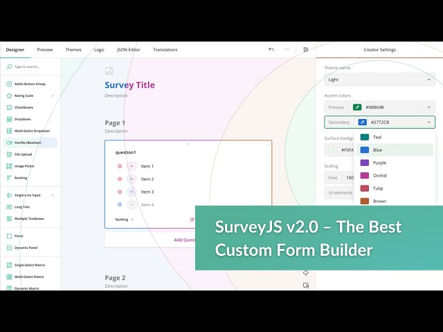SurveyJS 2.0 – The Best Custom JavaScript Form Builder for Form-Heavy Apps
