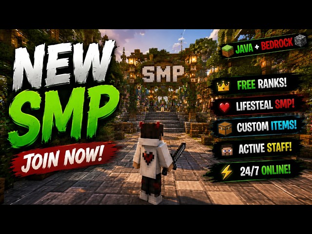 🔥 This New Minecraft SMP Has FREE RANKS & Crazy Features! 😱 | Java + Bedrock | 24/7 Online 🎮