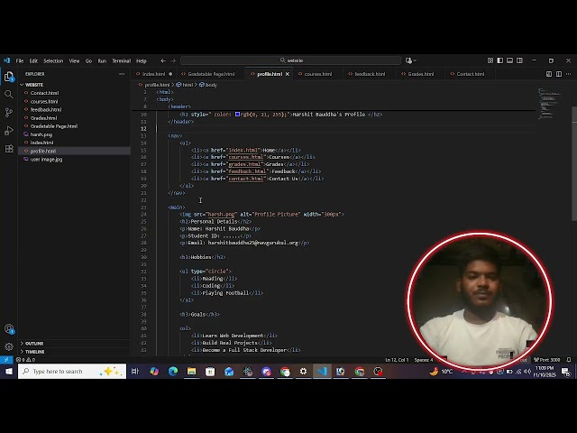 Profile Page Basic Tutorial | By Using Of HTML | Harshit Bauddha