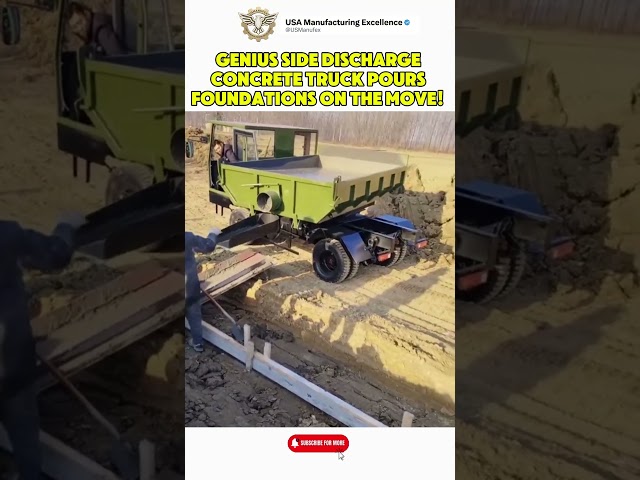 Genius Side Discharge Concrete Truck Pours Foundations on the Move! 🚚🏗️ #USManufex #Shorts #Tech