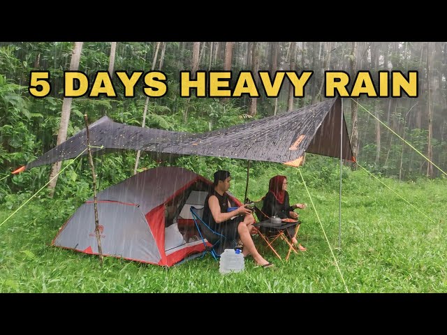 5 Days Couple in Heavy Rain || Couple Camping in Heavy Rain for 5 Days