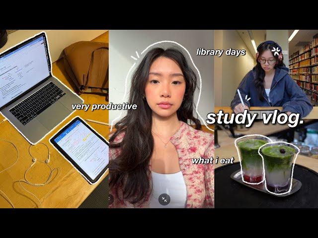 study vlog | VERY productive days in my life: library study, notetaking, what i eat & daily routines