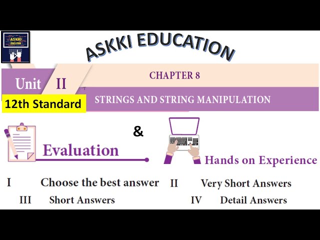 💥 12th Computer Science - Chapter 8 Strings and String Manipulation Book back Answers English Medium