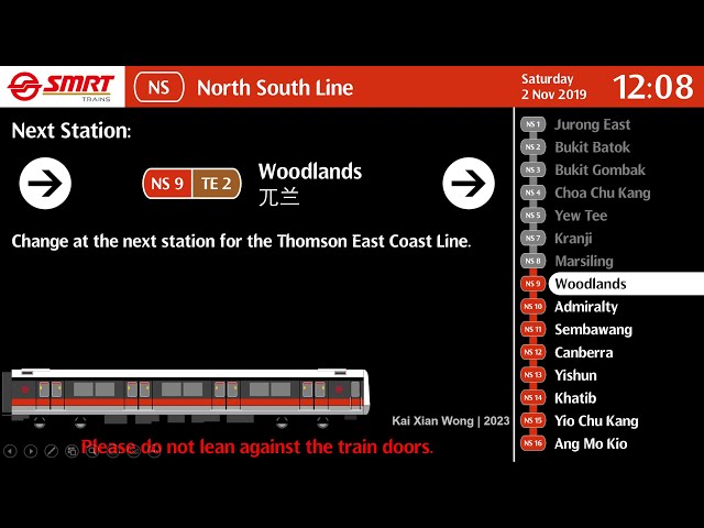 SMRT North South Line Train Announcement (2023)