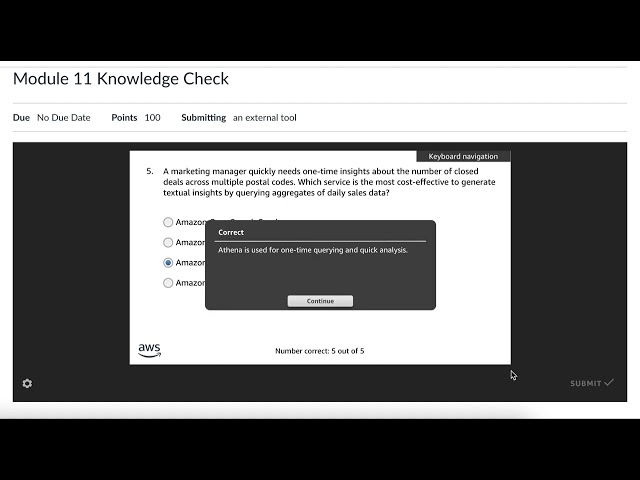 AWS Academy Data Engineering | Module 11 Knowledge Check