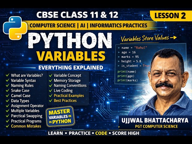 Python Variables in One Shot | CBSE Class 11 & 12 | Complete Beginner Tutorial