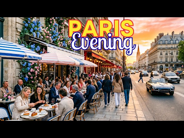 Paris Evening Walk 🌇 | Golden Hour & Warm Vibes ☀️ | 4K Paris Walk
