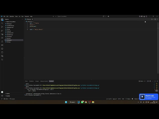 Introduction to Strings and Methods of Writing Strings in Python | Techhub Solutions Kolkata