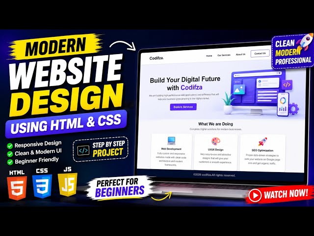Modern Website Design Using HTML & CSS | Responsive Website Project for Beginners