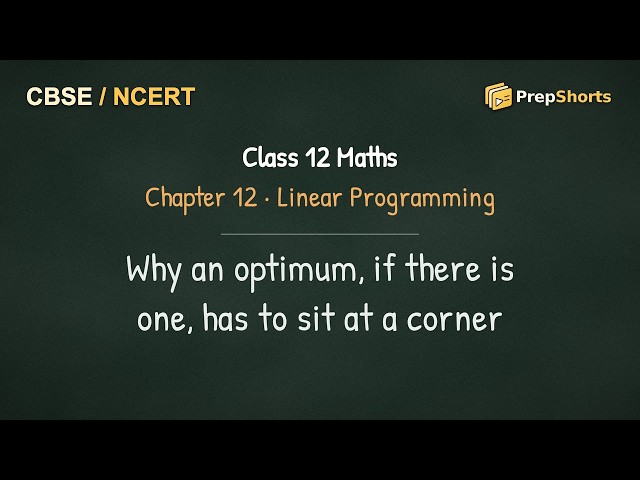 Class 12 Maths Ch 12 Linear Programming | Why an optimum, if there is one, has to sit at a corner
