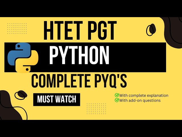 HTET PGT Computer Science Complete Python Top 200 MCQ,'s |Basic to Advance question|Python Marathon
