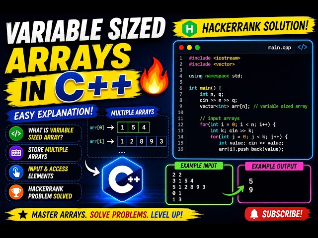 Variable Sized Arrays in C++ 🔥 | HackerRank Solution Explained | Beginner Friendly