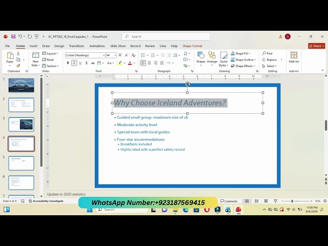 Shelly Cashman PowerPoint 365 | Module 1: SAM Project B | Tours with Iceland Adventures