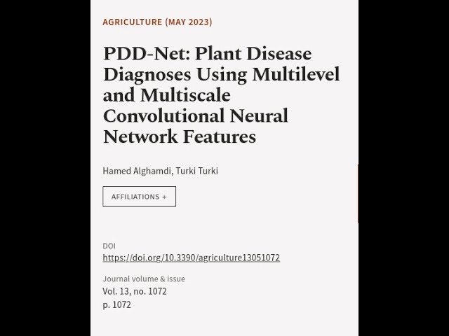PDD-Net: Plant Disease Diagnoses Using Multilevel and Multiscale Convolutional Neural... | RTCL.TV
