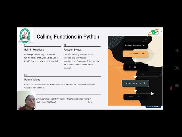 Functions in python|Python|SNS INSTITUTIONS 