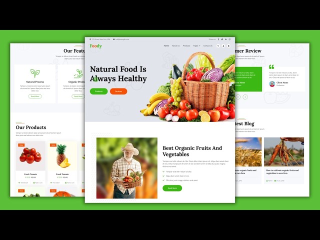 🌱 Natural Food Multipage Website | HTML, CSS & JS | Free Source Code