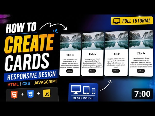 How To Create Responsive Cards Using HTML CSS & JavaScript | Beginner to Pro (2026)