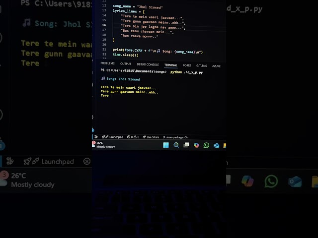 Jhol song with python | ✨ #song #sehar #slowed #shorts #jhol #youtubeshorts