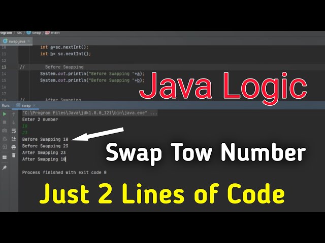 Java Logic ||  Swapping Tow Number Program  || Just 2 lines of Code