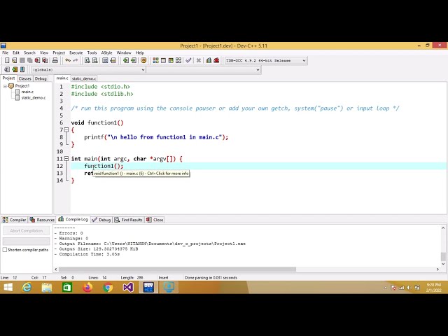 Static function in C