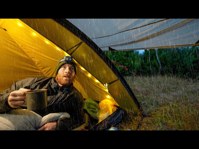 CAUGHT In The WORST RAINSTORM - ENDLESS TORRENTIAL Rain! Heavy Rain SOLO Camping 