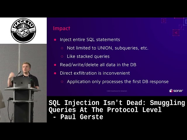 SQL Injection Isn't Dead: Smuggling Queries At The Protocol Level - Paul Gerste
