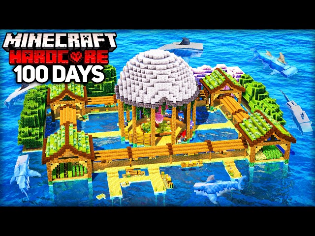 I Survived 100 Days in a SHARK Infested OCEAN ONLY World in Minecraft Hardcore