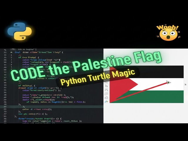 How to Draw Palestine Flag in Python | Turtle Graphics Tutorial
