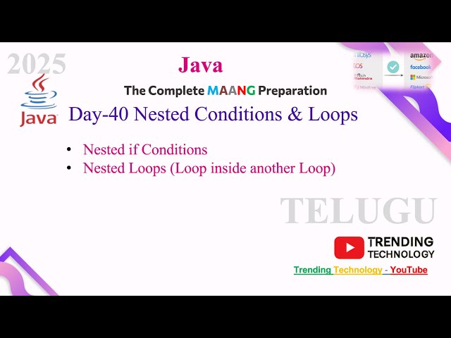 Nested Loops & Conditions in Java | Step-by-Step for Beginner #telugu  #bsktrending #java #education