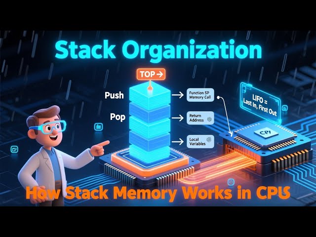 Stack Organization in COA 🧠 | Push, Pop, and Stack Pointer Explained