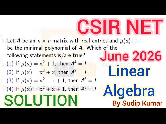 CSIR NET June 2026 Mathematics Linear Algebra Solution | Linear Algebra CSIR NET June 2026 Part C