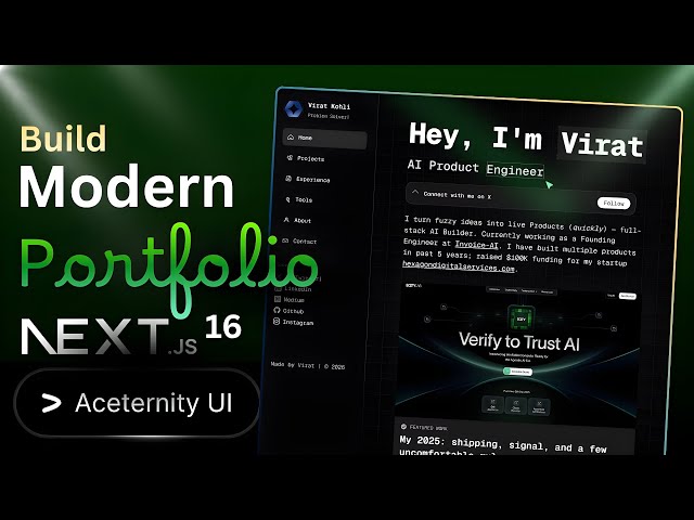 Build a Modern Developer Portfolio Website Using Next.js 16 | Dashboard UI, Animations & EmailJS
