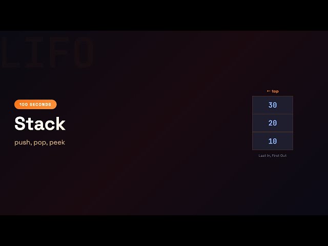 C in 100 Seconds: Stack — Push, Pop, Peek | Episode 46