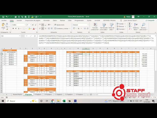 Sistema de Fixture para Torneos con Funciones Basicas de Excel