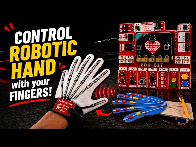 I Made a Robotic Hand Copy My Smart Glove! | BBC Microbit Flex Sensor