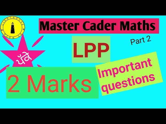 Linear Programming// important questions //master cader//jee//class 12