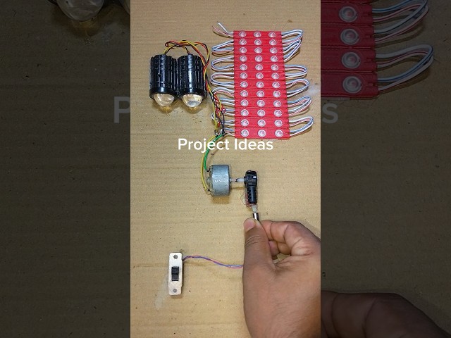 Two Fog Bulb Light and Ten Strip LED Light Powering With Mini Vibration Motor #dcmotor #tech #shorts
