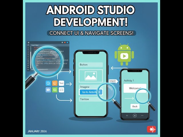 Android Studio - Connecting UI with Java Files & How to go from a screen page to another one
