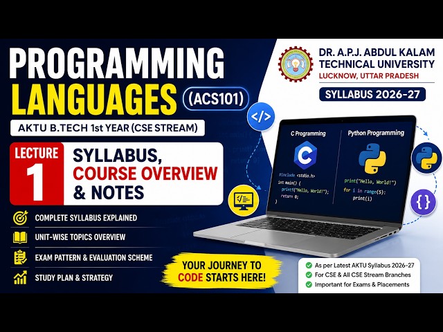 Programming Languages ACS101 | Lecture 1 | Complete Syllabus & Course Overview | AKTU B.Tech