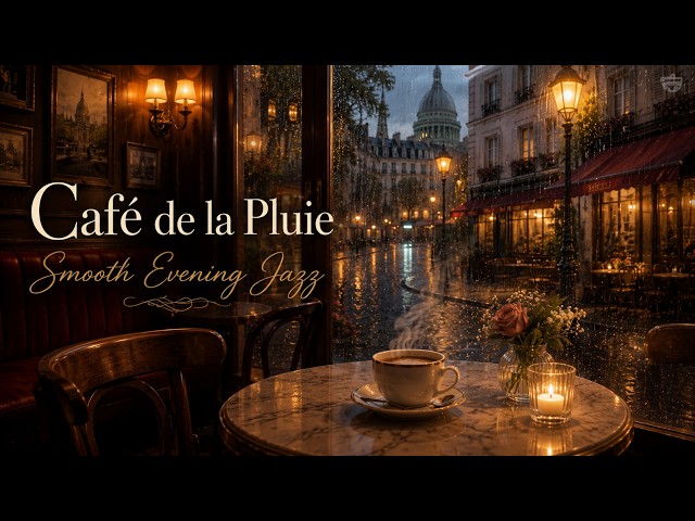 Smooth Evening Jazz Café in Paris | Parisian Café. Rainy Evening. Smooth Jazz Café Music Ambience